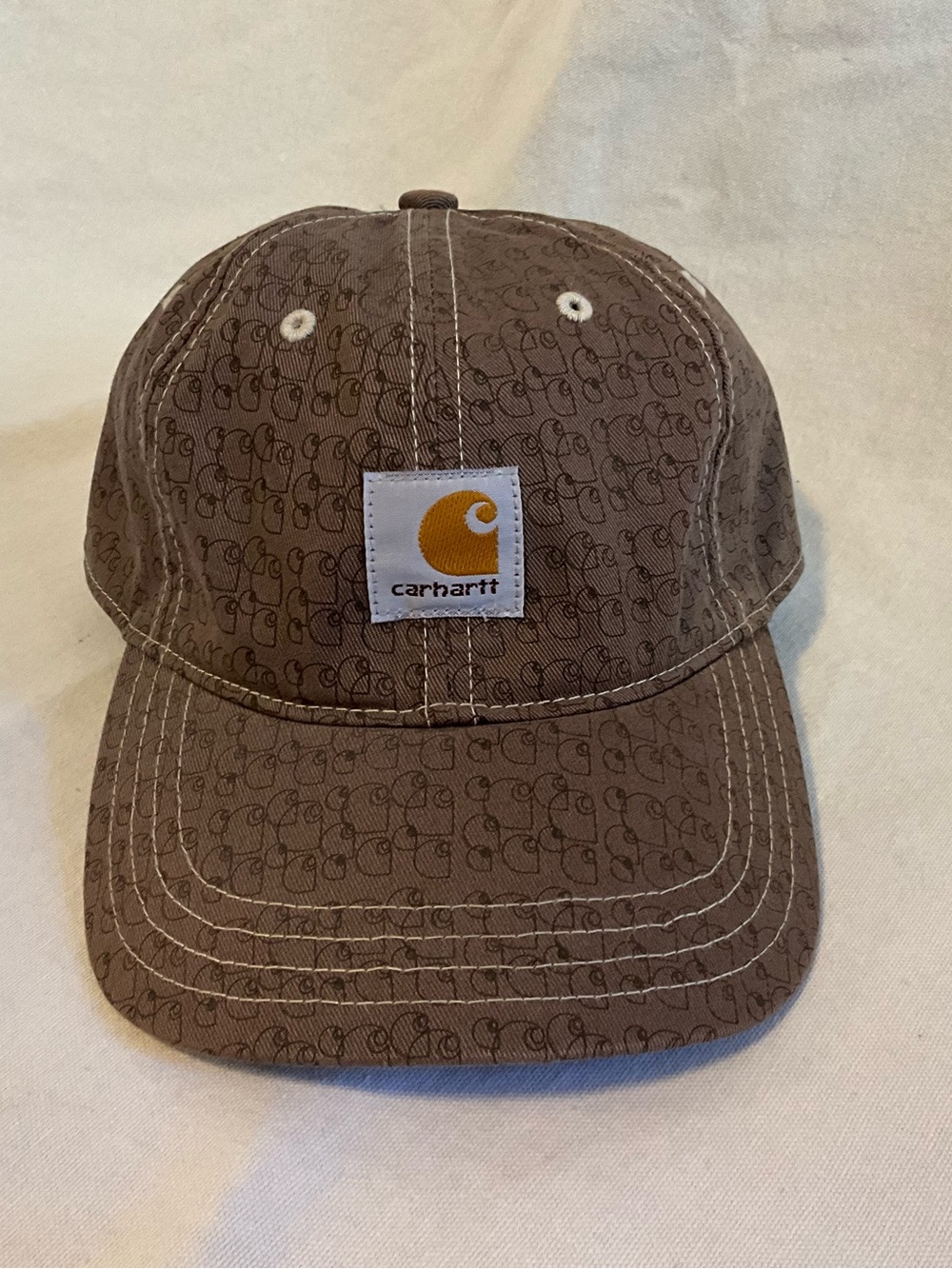 Carhartt Quilted Brown Baseball Cap with All Over Logo